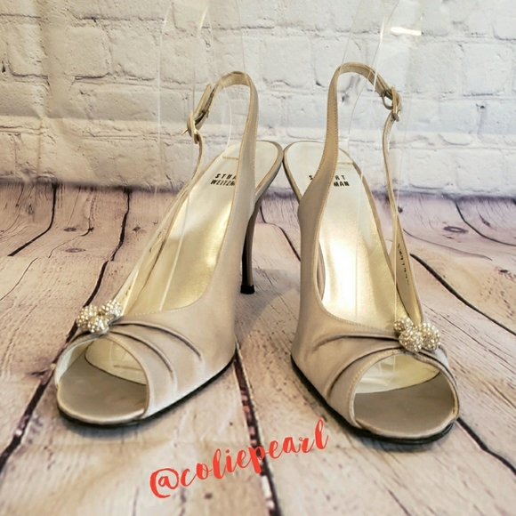 Stuart Weitzman Shoes - Stuart Weitzman Silver Satin Heels